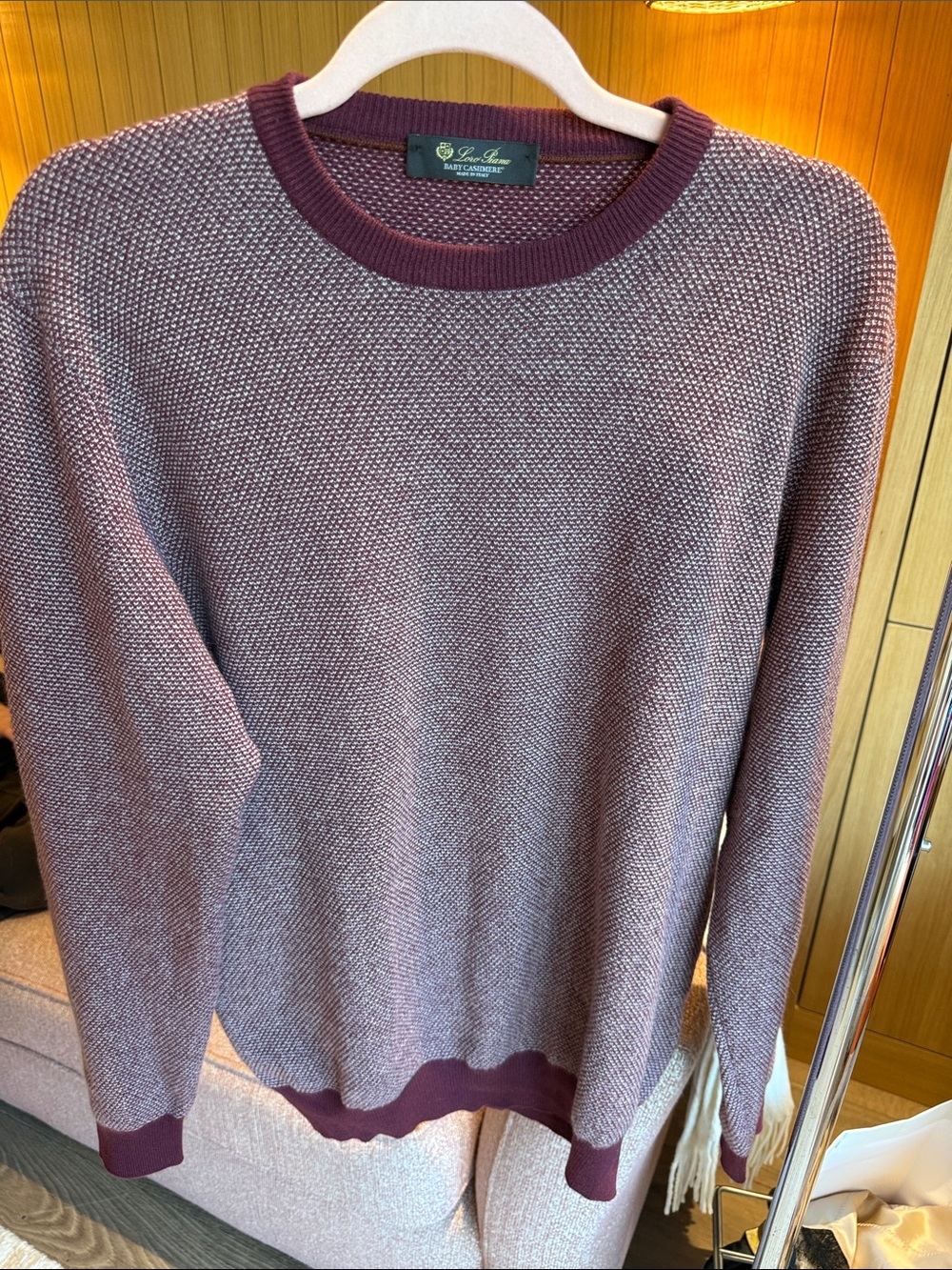 Loro Piana Men's Cashmere Crewneck Sweater in Plum Heather